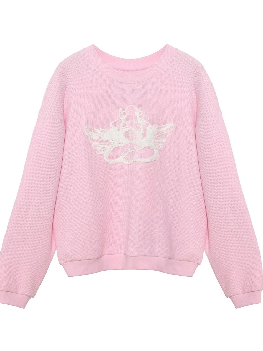 Boys Lie Pink Angel Graphic Waffle Sweatshirt